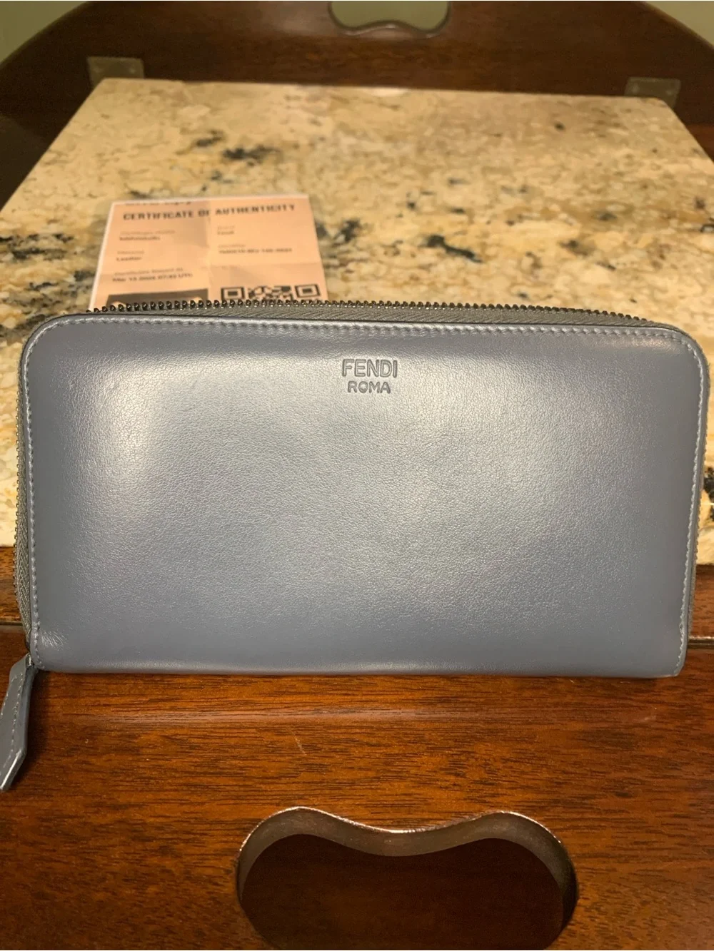Fendi Monster Black, White and Gray Leather Zip-Around Wallet - Picture 17 of 17